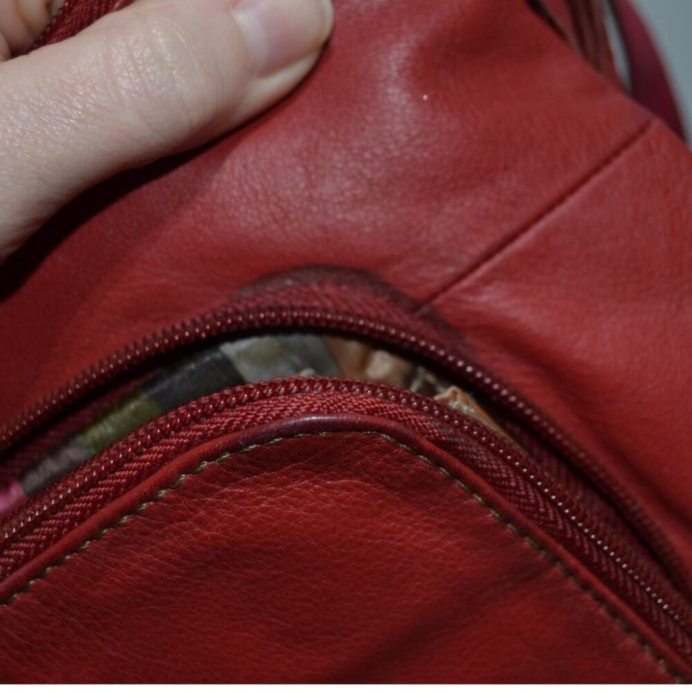Tignanello Red Leather Crossbody Purse - Picture 14 of 15